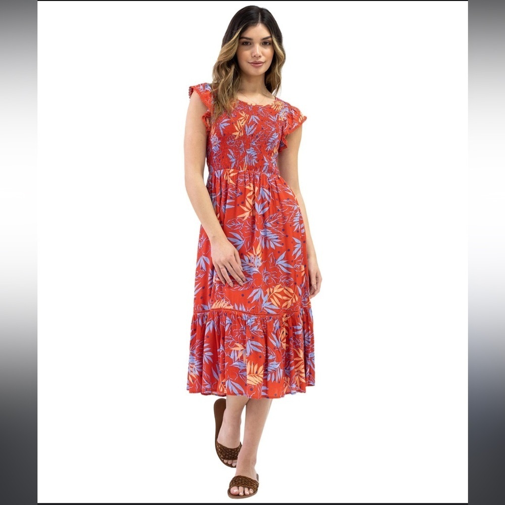 LOST + WANDER ANTHROPOLOGIE Floral Midi Dress